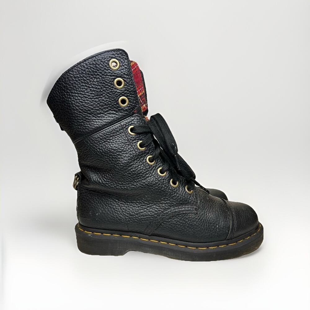 Dr Martens Aimilita Triumph Plaid Fold Down Leather Combat Boots 90s Grunge 8